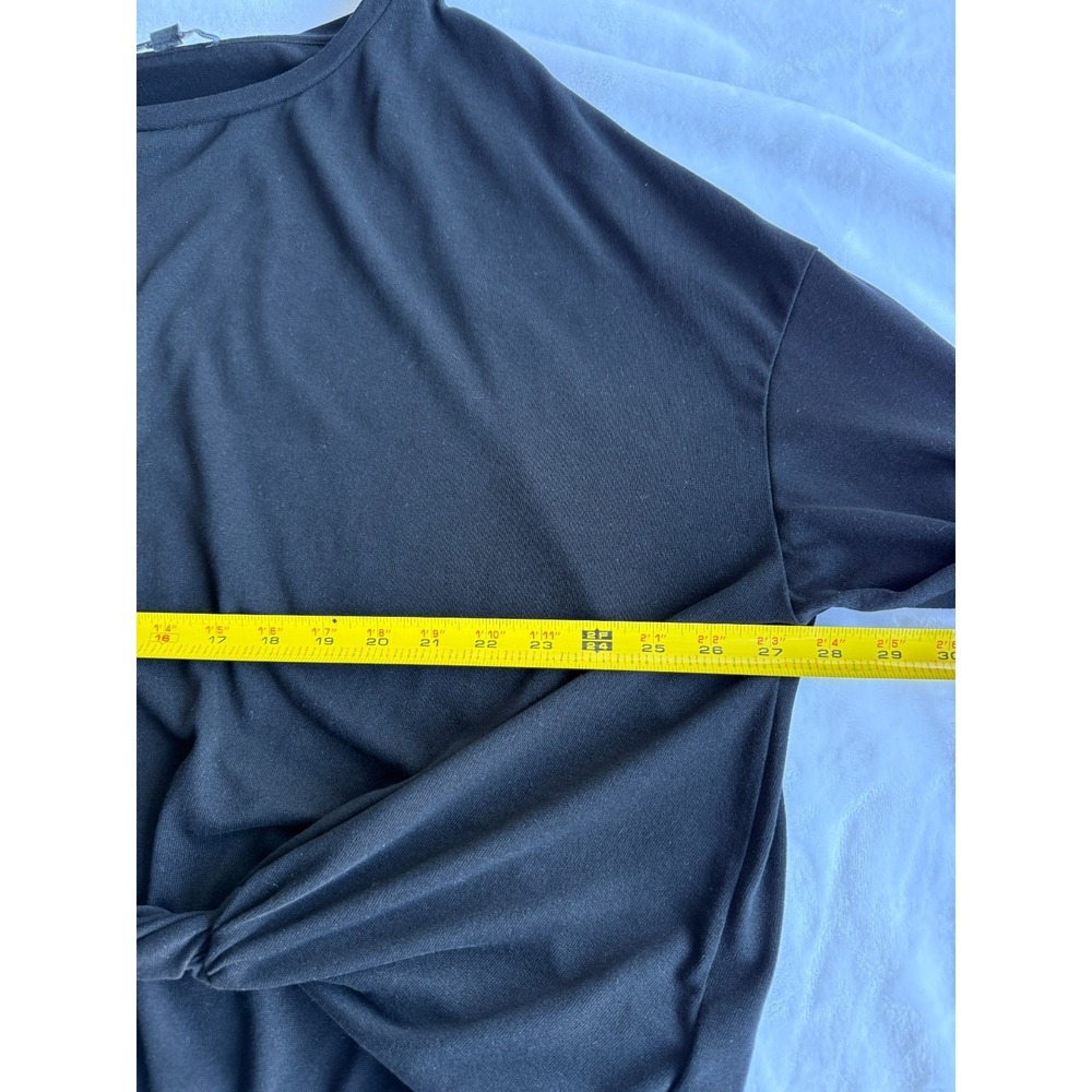 AllSaints Wilma Darc LS Tee L Black Long Sleeve Twist Front Oversized Minimalist - Picture 4 of 14